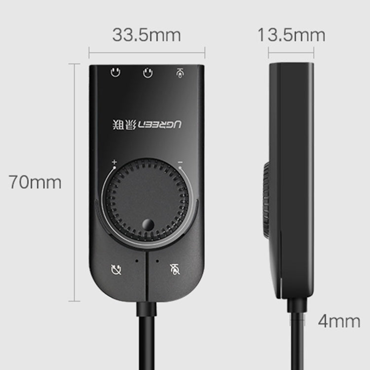 UGREEN CM109 Scheda audio esterna per computer da USB a 3 porte da 3,5 mm con rotella di regolazione del volume, lunghezza: 15 cm