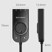 UGREEN CM109 Scheda audio esterna per computer da USB a 3 porte da 3,5 mm con rotella di regolazione del volume, lunghezza: 15 cm