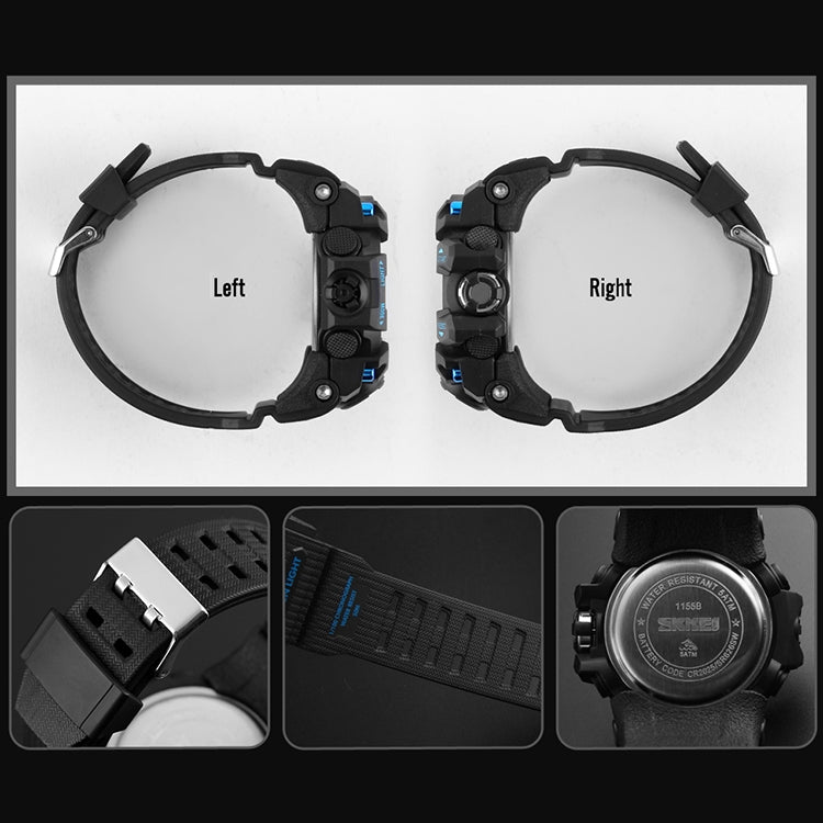 SKMEI 1155B Orologio da polso multifunzionale da uomo con quadrante grande impermeabile per sport all'aria aperta