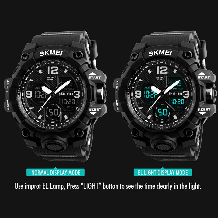SKMEI 1155B Orologio da polso multifunzionale da uomo con quadrante grande impermeabile per sport all'aria aperta