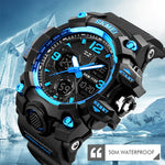SKMEI 1155B Orologio da polso multifunzionale da uomo con quadrante grande impermeabile per sport all'aria aperta