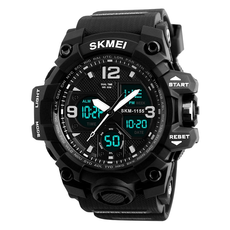 SKMEI 1155B Orologio da polso multifunzionale da uomo con quadrante grande impermeabile per sport all'aria aperta