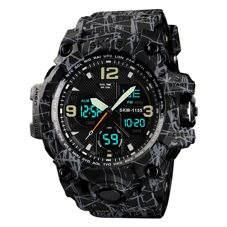 SKMEI 1155B Orologio da polso multifunzionale da uomo con quadrante grande impermeabile per sport all'aria aperta