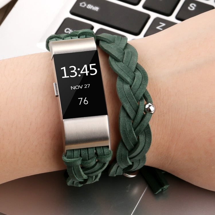 Cinturino di ricambio per cinturino di ricambio in vera pelle intrecciata per Fitbit Charge 2