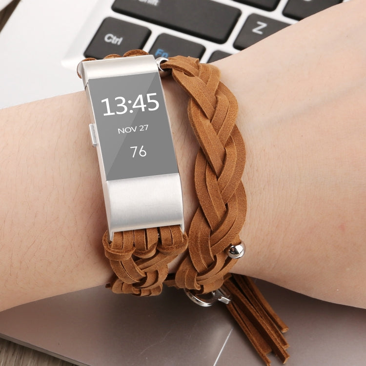 Cinturino di ricambio per cinturino di ricambio in vera pelle intrecciata per Fitbit Charge 2