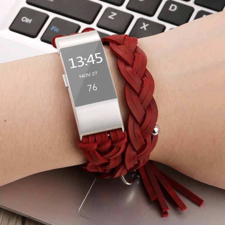 Cinturino di ricambio per cinturino di ricambio in vera pelle intrecciata per Fitbit Charge 2