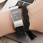 Cinturino di ricambio per cinturino di ricambio in vera pelle intrecciata per Fitbit Charge 2