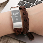Cinturino di ricambio per cinturino di ricambio in vera pelle intrecciata per Fitbit Charge 2