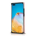 Borsa a portafoglio con cerniera quadrata Custodia posteriore in TPU + PU con supporto e fessure per carte e portafoglio e tracolla, For Huawei P40 Pro