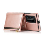 Borsa a portafoglio con cerniera quadrata Custodia posteriore in TPU + PU con supporto e fessure per carte e portafoglio e tracolla, For Huawei P40 Pro