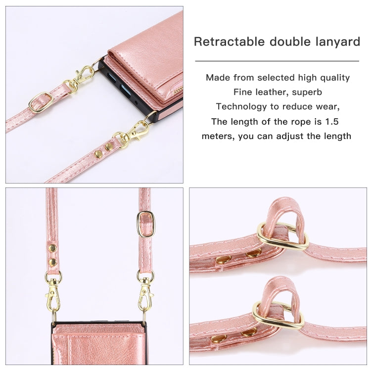 Borsa a portafoglio con cerniera quadrata Custodia posteriore in TPU + PU con supporto e fessure per carte e portafoglio e tracolla, For Huawei P40 Pro
