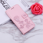 Custodia portafoglio in pelle PU rosa con slot carte