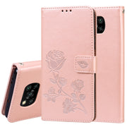 Custodia in pelle PU con vibrazione orizzontale in rilievo rosa con supporto, slot per carte e portafoglio, For Xiaomi Poco X3 NFC