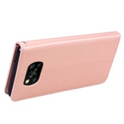 Custodia in pelle PU con vibrazione orizzontale in rilievo rosa con supporto, slot per carte e portafoglio, For Xiaomi Poco X3 NFC