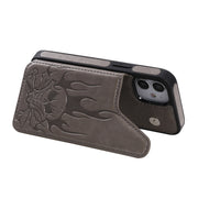 Custodia protettiva antiurto con motivo a goffratura a forma di testa di teschio con supporto, slot per schede e portafoglio, For iPhone 12 mini, For iPhone 12 / 12 Pro, For iPhone 12 Pro Max