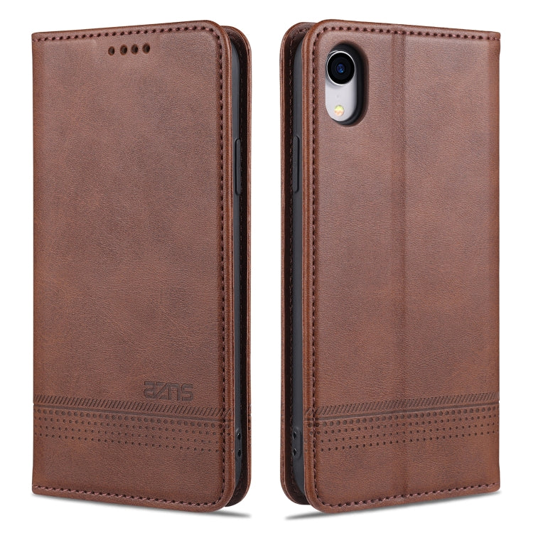 AZNS Custodia in pelle a vibrazione orizzontale con struttura in vitello magnetico con slot per carte, supporto e portafoglio, For iPhone XR, For iPhone XS Max