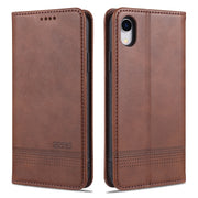 AZNS Custodia in pelle a vibrazione orizzontale con struttura in vitello magnetico con slot per carte, supporto e portafoglio, For iPhone XR, For iPhone XS Max