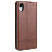 AZNS Custodia in pelle a vibrazione orizzontale con struttura in vitello magnetico con slot per carte, supporto e portafoglio, For iPhone XR, For iPhone XS Max