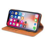 AZNS Custodia in pelle a vibrazione orizzontale con struttura in vitello magnetico con slot per carte, supporto e portafoglio, For iPhone XR, For iPhone XS Max