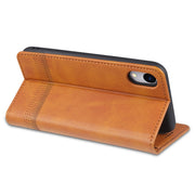 AZNS Custodia in pelle a vibrazione orizzontale con struttura in vitello magnetico con slot per carte, supporto e portafoglio, For iPhone XR, For iPhone XS Max