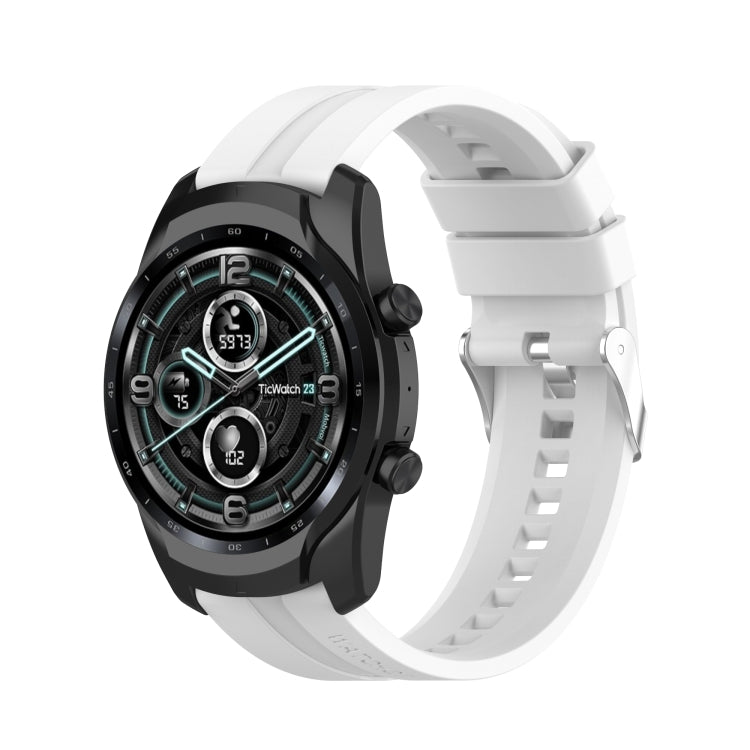 Cinturino di ricambio in silicone con fibbia in acciaio argentato, For TicWatch Pro 3