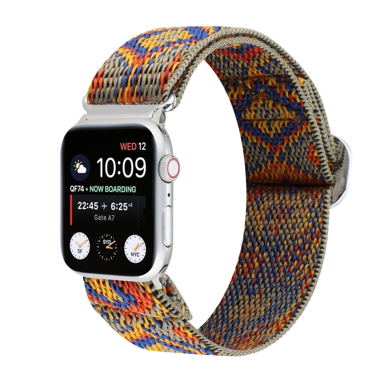 Cinturini di ricambio in nylon elastico con fibbia giapponese in metallo, For Apple Watch Series 7 45mm / 6 & SE & 5 & 4 44mm / 3 & 2 & 1 42mm, For Apple Watch Series 8&7 41mm / SE 2&6&SE&5&4 40mm / 3&2&1 38mm