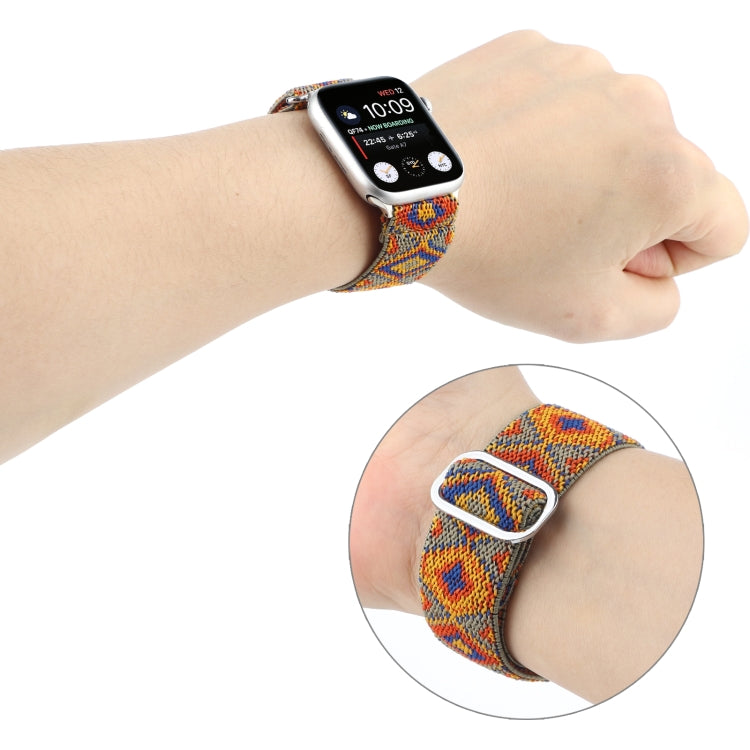 Cinturini di ricambio in nylon elastico con fibbia giapponese in metallo, For Apple Watch Series 7 45mm / 6 & SE & 5 & 4 44mm / 3 & 2 & 1 42mm, For Apple Watch Series 8&7 41mm / SE 2&6&SE&5&4 40mm / 3&2&1 38mm