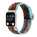 Cinturini di ricambio in nylon elastico con fibbia giapponese in metallo, For Apple Watch Series 7 45mm / 6 & SE & 5 & 4 44mm / 3 & 2 & 1 42mm, For Apple Watch Series 8&7 41mm / SE 2&6&SE&5&4 40mm / 3&2&1 38mm