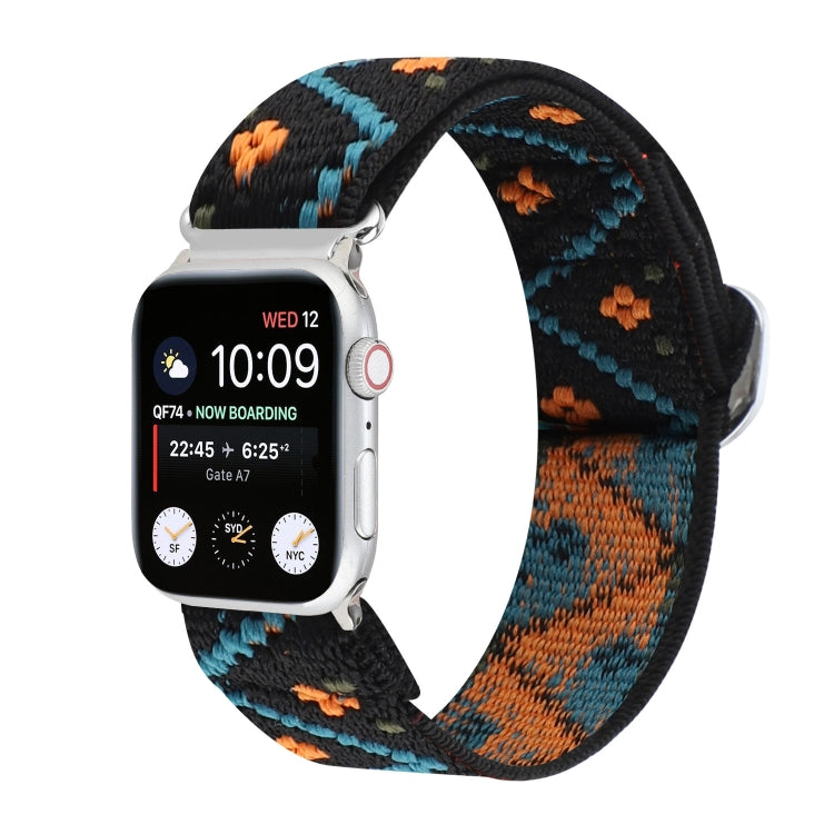 Cinturini di ricambio in nylon elastico con fibbia giapponese in metallo, For Apple Watch Ultra 49mm / Series 8&7 45mm / SE 2&6&SE&5&4 44mm / 3&2&1 42mm