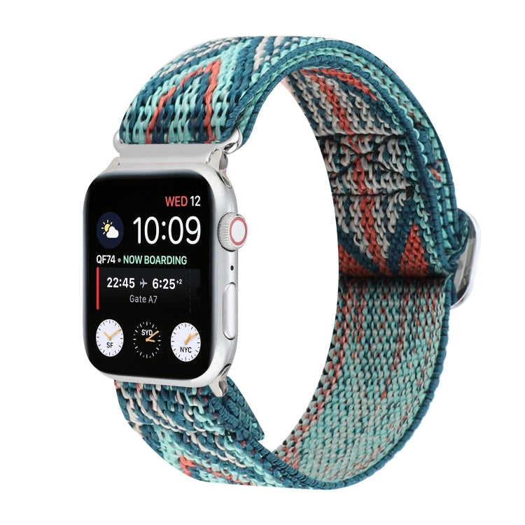 Cinturini di ricambio in nylon elastico con fibbia giapponese in metallo, For Apple Watch Ultra 49mm / Series 8&7 45mm / SE 2&6&SE&5&4 44mm / 3&2&1 42mm
