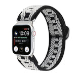 Cinturini di ricambio in nylon elastico con fibbia giapponese in metallo, For Apple Watch Series 7 45mm / 6 & SE & 5 & 4 44mm / 3 & 2 & 1 42mm, For Apple Watch Series 8&7 41mm / SE 2&6&SE&5&4 40mm / 3&2&1 38mm