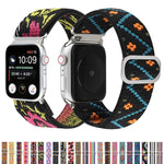 Cinturini di ricambio in nylon elastico con fibbia giapponese in metallo, For Apple Watch Series 7 45mm / 6 & SE & 5 & 4 44mm / 3 & 2 & 1 42mm, For Apple Watch Series 8&7 41mm / SE 2&6&SE&5&4 40mm / 3&2&1 38mm