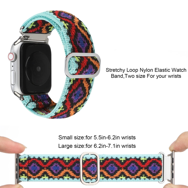 Cinturini di ricambio in nylon elastico con fibbia giapponese in metallo, For Apple Watch Series 7 41mm / 6 & SE & 5 & 4 40mm / 3 & 2 & 1 38mm