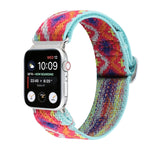 Cinturini di ricambio in nylon elastico con fibbia giapponese in metallo, For Apple Watch Series 7 45mm / 6 & SE & 5 & 4 44mm / 3 & 2 & 1 42mm, For Apple Watch Series 8&7 41mm / SE 2&6&SE&5&4 40mm / 3&2&1 38mm
