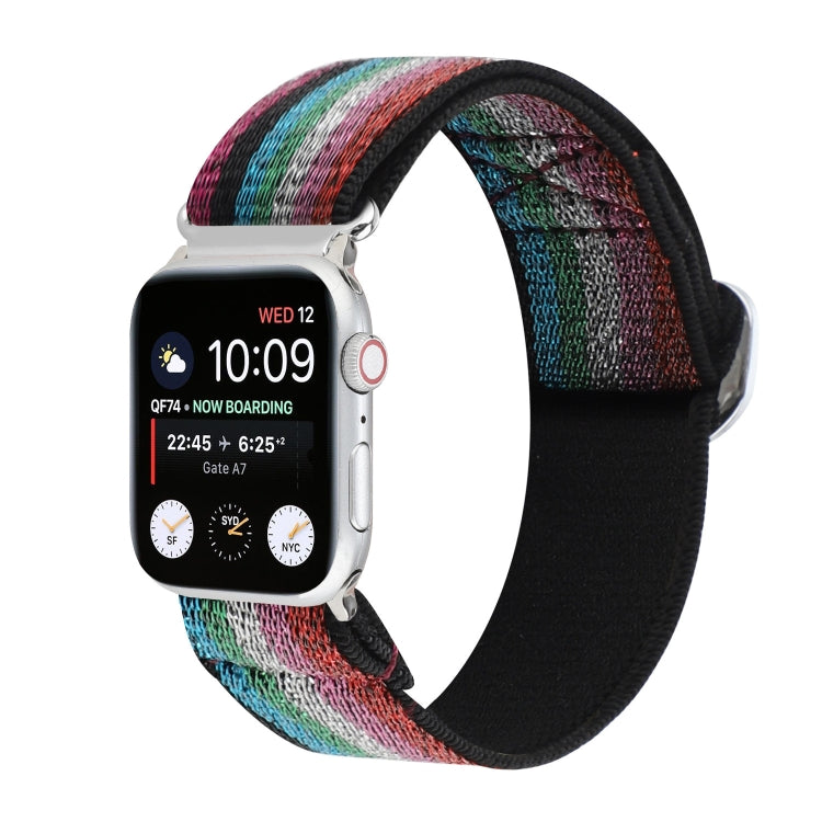 Cinturini di ricambio in nylon elastico con fibbia giapponese in metallo, For Apple Watch Series 7 45mm / 6 & SE & 5 & 4 44mm / 3 & 2 & 1 42mm, For Apple Watch Series 8&7 41mm / SE 2&6&SE&5&4 40mm / 3&2&1 38mm
