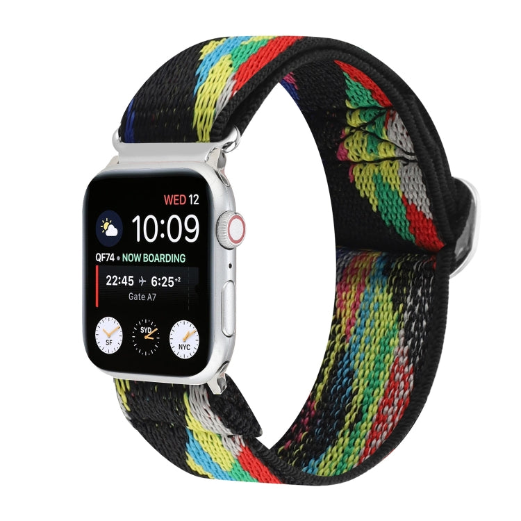 Cinturini di ricambio in nylon elastico con fibbia giapponese in metallo, For Apple Watch Series 7 45mm / 6 & SE & 5 & 4 44mm / 3 & 2 & 1 42mm, For Apple Watch Series 8&7 41mm / SE 2&6&SE&5&4 40mm / 3&2&1 38mm