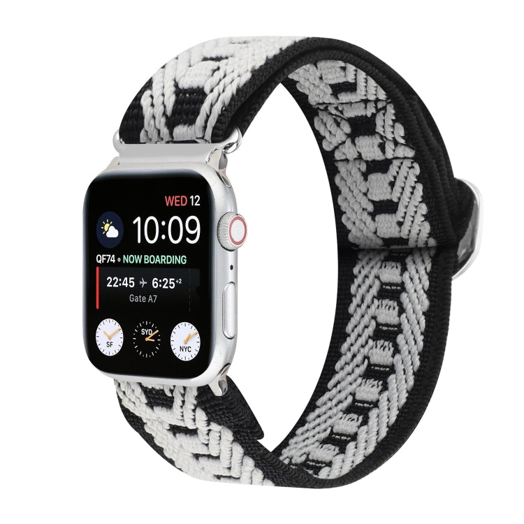 Cinturini di ricambio in nylon elastico con fibbia giapponese in metallo, For Apple Watch Series 7 41mm / 6 & SE & 5 & 4 40mm / 3 & 2 & 1 38mm
