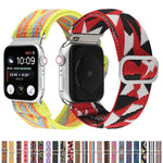 Cinturini di ricambio in nylon elastico con fibbia giapponese in metallo, For Apple Watch Series 7 41mm / 6 & SE & 5 & 4 40mm / 3 & 2 & 1 38mm