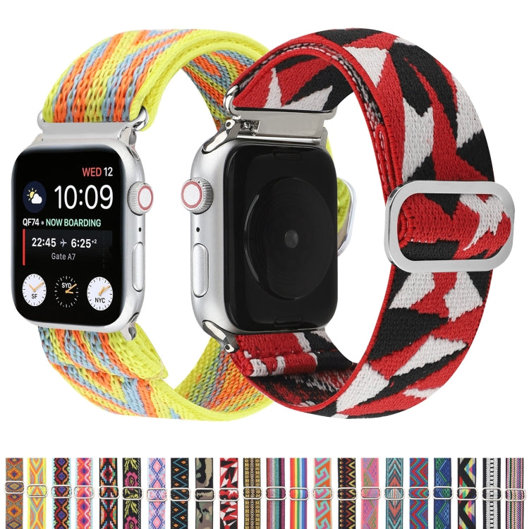 Cinturini di ricambio in nylon elastico con fibbia giapponese in metallo, For Apple Watch Series 7 41mm / 6 & SE & 5 & 4 40mm / 3 & 2 & 1 38mm