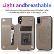 Custodia protettiva in PU + TPU con motivo mandala a doppia fibbia con slot per schede e supporto e cornice per foto, For iPhone XS Max, For iPhone 11, For iPhone 11 Pro, For iPhone 11 Pro Max
