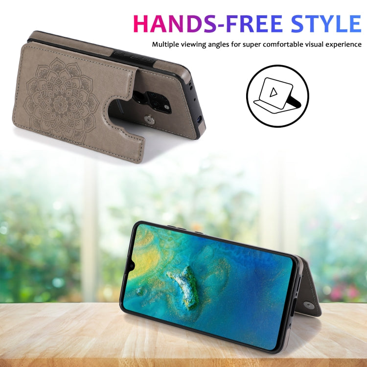 Custodia protettiva in PU + TPU con motivo mandala a doppia fibbia con slot per schede e supporto e cornice per foto, For Huawei Mate 20, For Huawei Mate 20 Lite, For Huawei Mate 20 Pro, For Huawei Mate 30