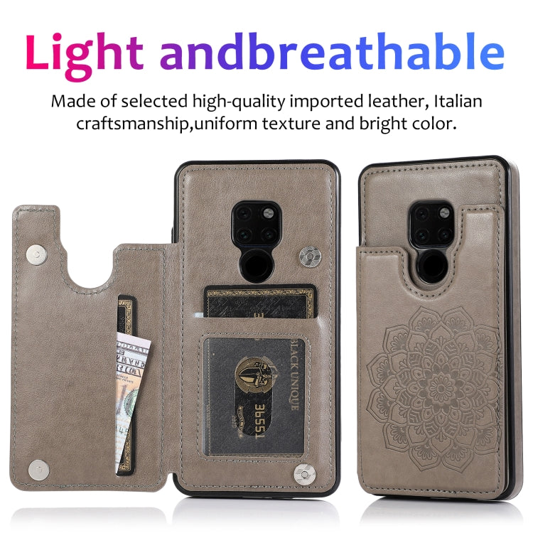 Custodia protettiva in PU + TPU con motivo mandala a doppia fibbia con slot per schede e supporto e cornice per foto, For Huawei Mate 20, For Huawei Mate 20 Lite, For Huawei Mate 20 Pro, For Huawei Mate 30