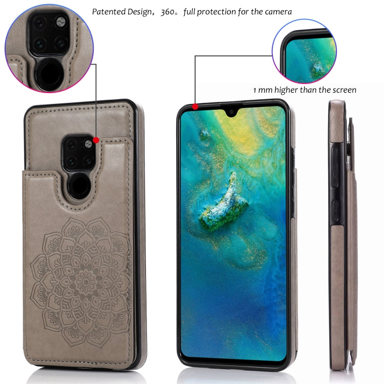 Custodia protettiva in PU + TPU con motivo mandala a doppia fibbia con slot per schede e supporto e cornice per foto, For Huawei Mate 20, For Huawei Mate 20 Lite, For Huawei Mate 20 Pro, For Huawei Mate 30