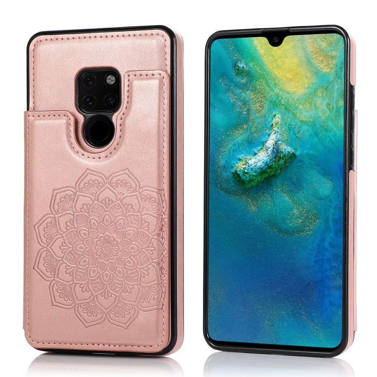 Custodia protettiva in PU + TPU con motivo mandala a doppia fibbia con slot per schede e supporto e cornice per foto, For Huawei Mate 20, For Huawei Mate 20 Lite, For Huawei Mate 20 Pro, For Huawei Mate 30