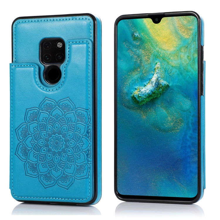 Custodia protettiva in PU + TPU con motivo mandala a doppia fibbia con slot per schede e supporto e cornice per foto, For Huawei Mate 20, For Huawei Mate 20 Lite, For Huawei Mate 20 Pro, For Huawei Mate 30