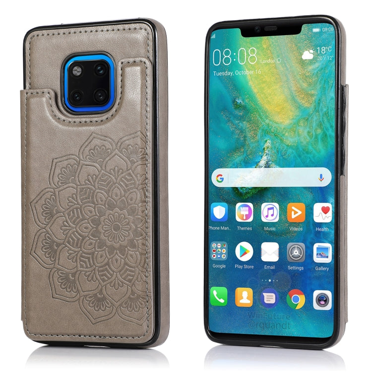 Custodia protettiva in PU + TPU con motivo mandala a doppia fibbia con slot per schede e supporto e cornice per foto, For Huawei Mate 20, For Huawei Mate 20 Lite, For Huawei Mate 20 Pro, For Huawei Mate 30