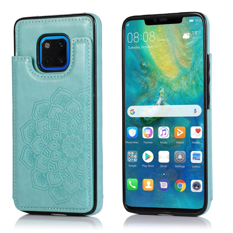 Custodia protettiva in PU + TPU con motivo mandala a doppia fibbia con slot per schede e supporto e cornice per foto, For Huawei Mate 20, For Huawei Mate 20 Lite, For Huawei Mate 20 Pro, For Huawei Mate 30