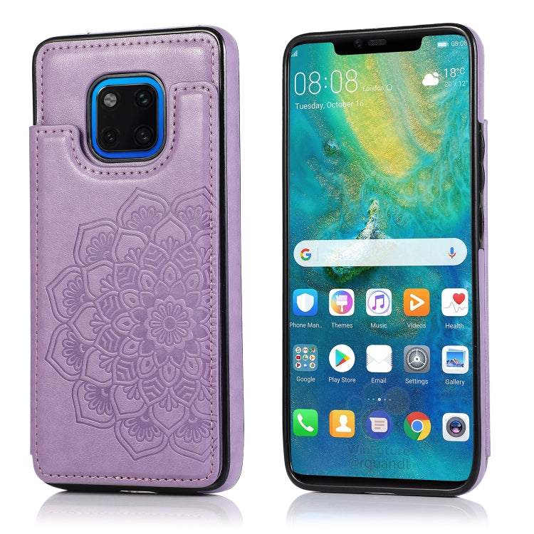 Custodia protettiva in PU + TPU con motivo mandala a doppia fibbia con slot per schede e supporto e cornice per foto, For Huawei Mate 20, For Huawei Mate 20 Lite, For Huawei Mate 20 Pro, For Huawei Mate 30