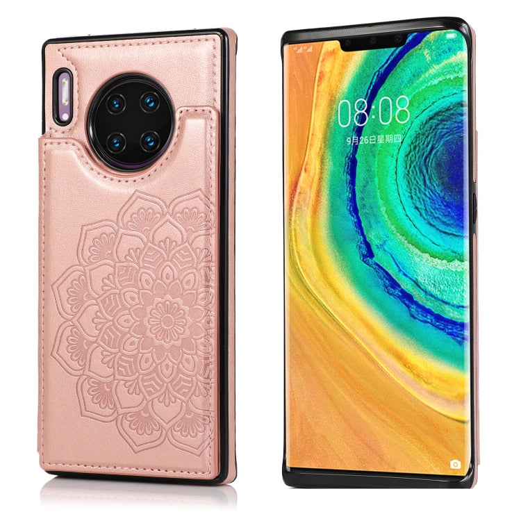 Custodia protettiva in PU + TPU con motivo mandala a doppia fibbia con slot per schede e supporto e cornice per foto, For Huawei Mate 20, For Huawei Mate 20 Lite, For Huawei Mate 20 Pro, For Huawei Mate 30