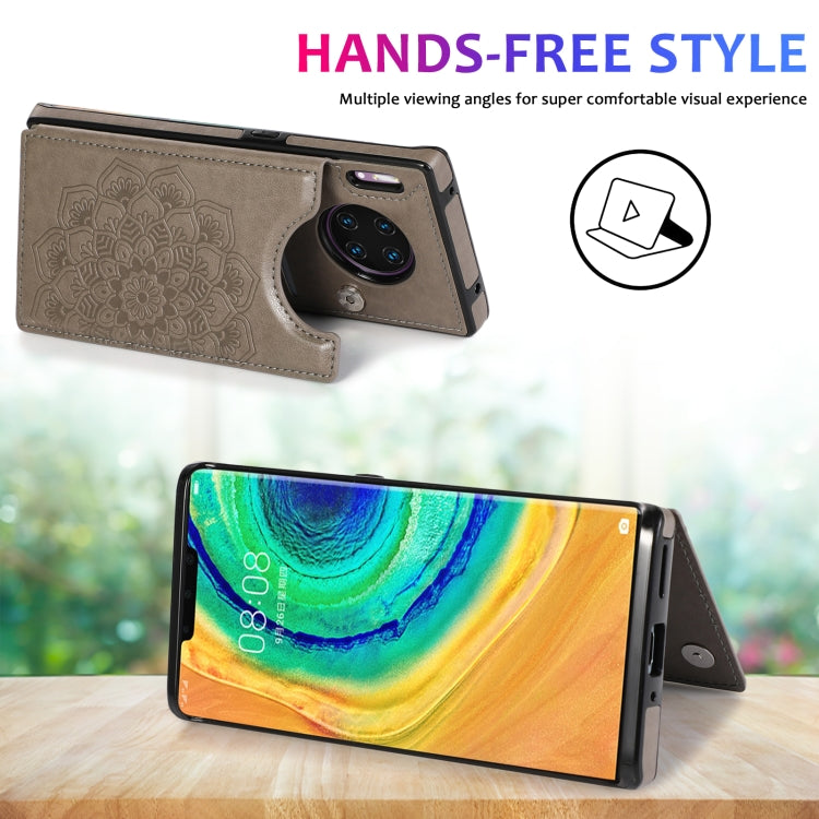 Custodia protettiva in PU + TPU con motivo mandala a doppia fibbia con slot per schede e supporto e cornice per foto, For Huawei Mate 30 Pro, For Huawei P30, For Huawei P30 Lite, For Huawei P40 Lite